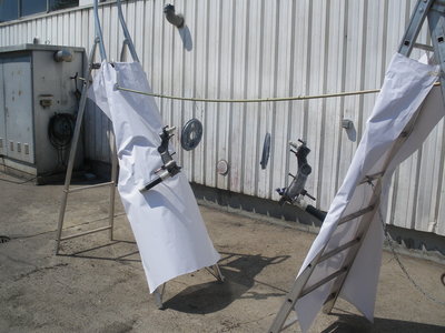 accrochage à la manouche.. puis peinture époxi pour les pièces en noir!!!